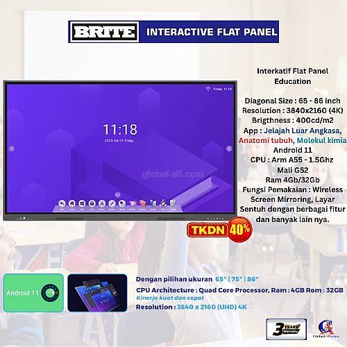 Interaktif Flat Panel Brite BC75K : Papan Tulis Digital Canggih Untuk Sekolah Dan Kampus Di JABODETABEK