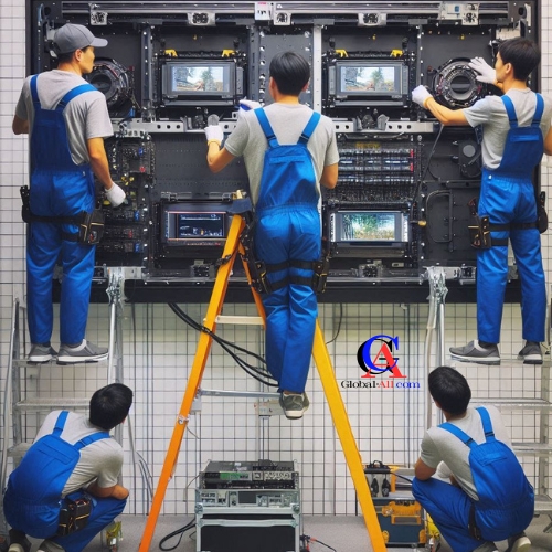 pemasangan bracket video wall front access